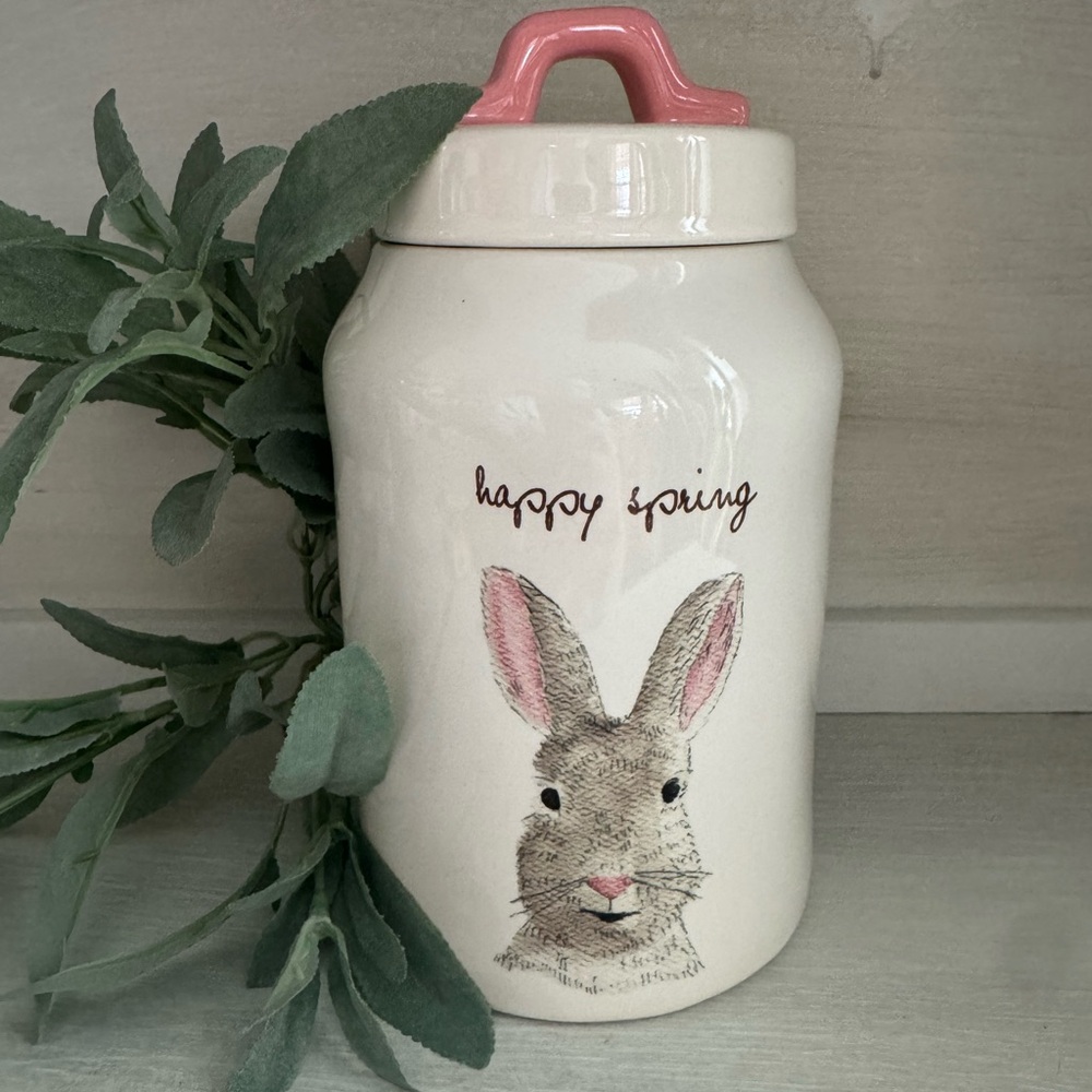 Rae Dunn HAPPY SPRING Easter Bunny Canister